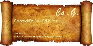 Csordás Géza névjegykártya